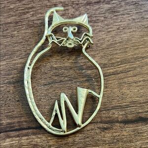 MCM Gold Tone Cat Brooch